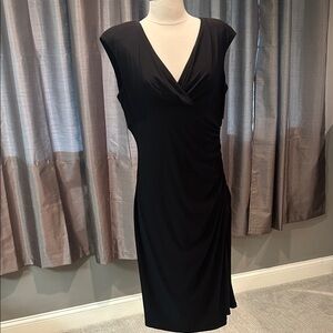 Lauren Ralph Lauren Black Draped Midi Dress